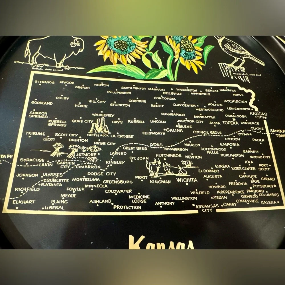 Vintage‎ MCM Kansas Souvenir Beverage Tray